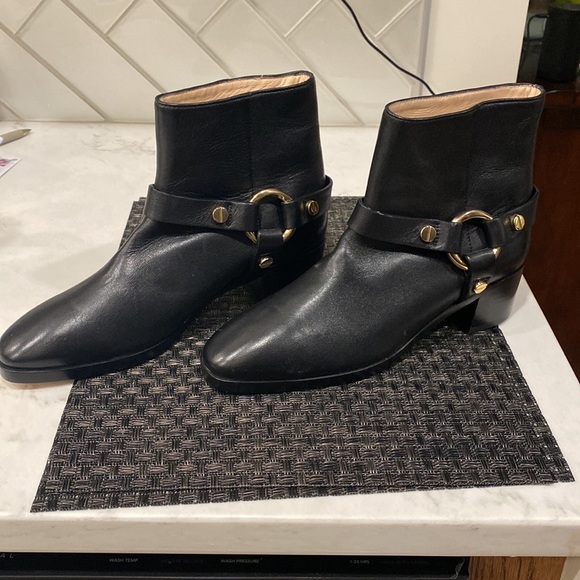 Stuart Weitzman Black Leather Expert Moto Boots S7 - Picture 2 of 7